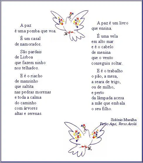 Poemas sobre Paz - Escola e Pensador | Mensagens - Cultura Mix