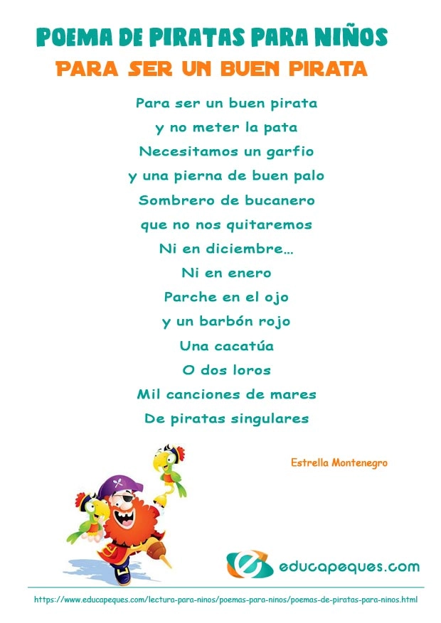Poemas de piratas para niños ▷ Para ser un buen pirata Poemas de piratas para niños ▷ Para ser un buen pirata