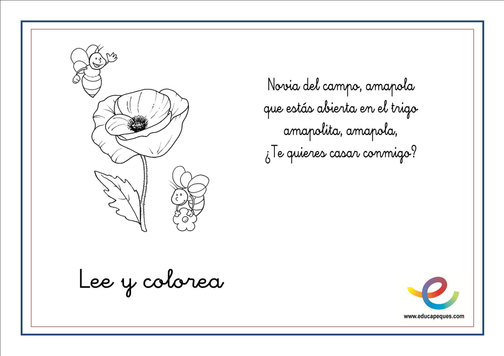 Poemas de primavera para niños y niñas. Lee y colorea Poemas de primavera para niños y niñas. Lee y colorea