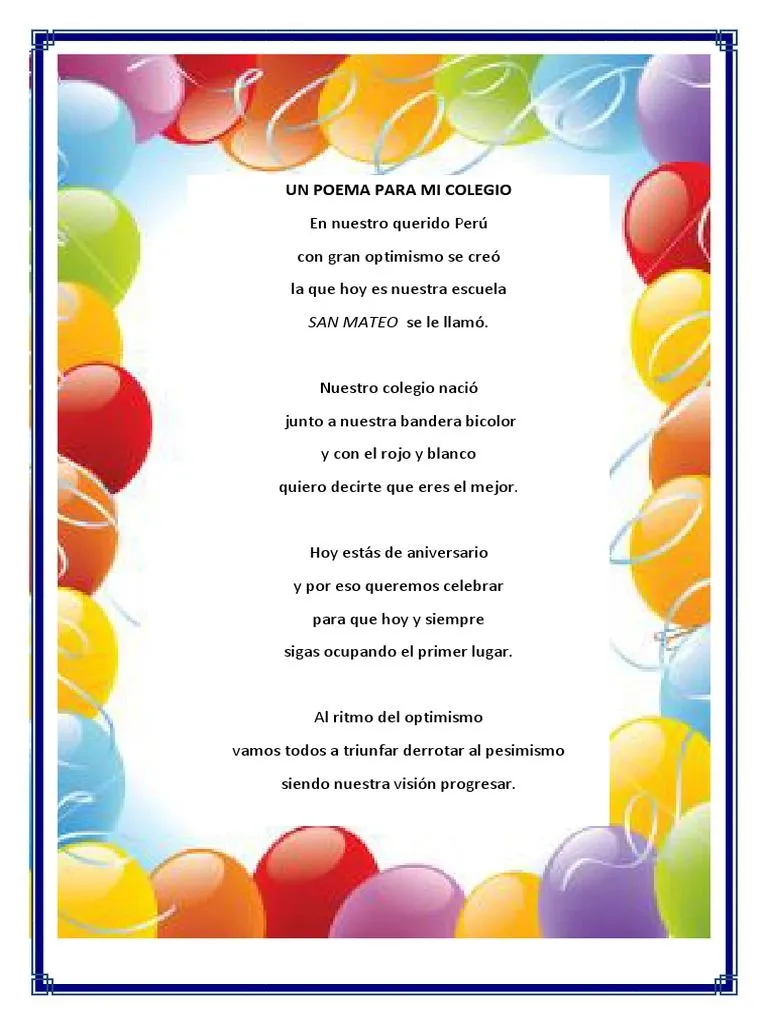 Una Poesía para Mi Colegio | PDF