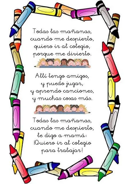 Poesia de la escuela para niños. Poema para educación infantil ...