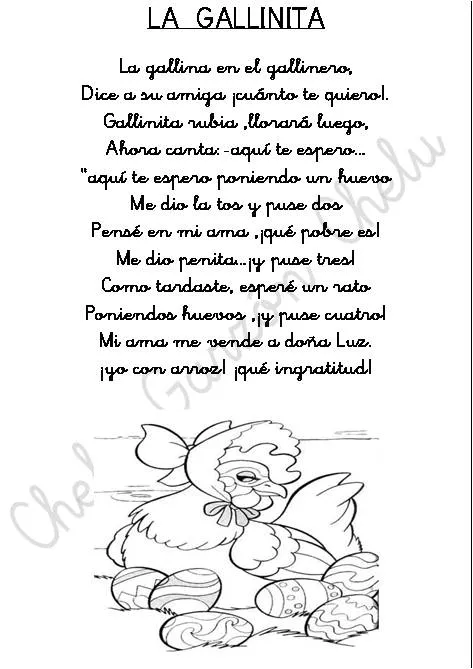 CHELUESPECIAL: FICHAS DE POESIAS INFANTILES PARA COLOREAR .EL ...