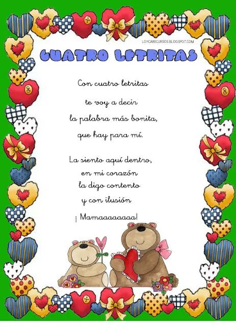Una poesia sobre el dia de las madres - Imagui Una poesia sobre el dia de las madres - Imagui