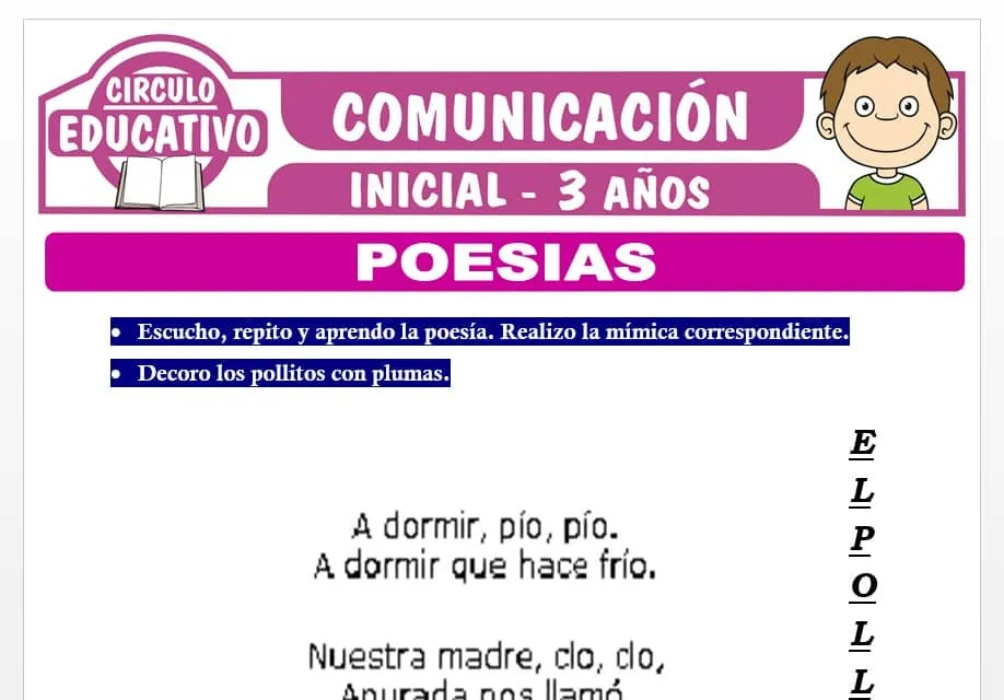 Poesías para Niños de Tres Años – Fichas GRATIS Poesías para Niños de Tres Años – Fichas GRATIS