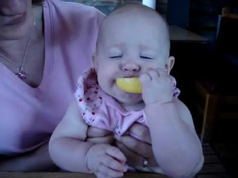 El Polito De Limon Funny Baby With A First Lemon Ice El Polito De Limon Funny Baby With A First Lemon Ice