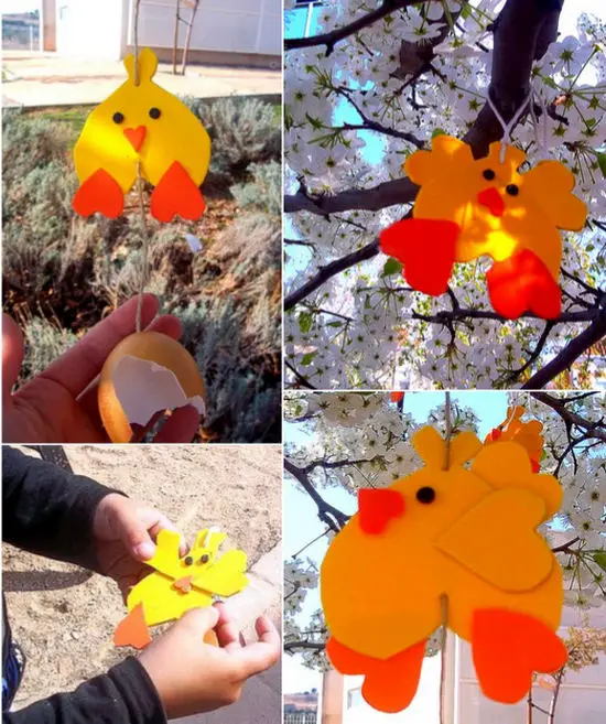 Pollito hecho de corazones -Manualidades Infantiles Pollito hecho de corazones -Manualidades Infantiles