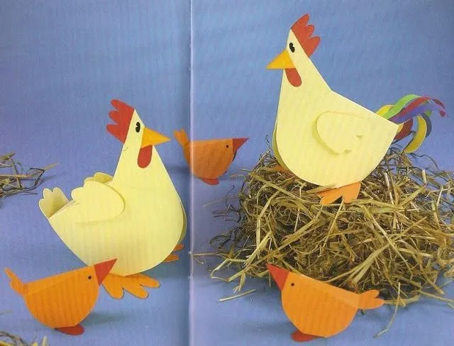 Pollitos y gallinas de papel. Juguetes de papel. | paper craft ... Pollitos y gallinas de papel. Juguetes de papel. | paper craft ...