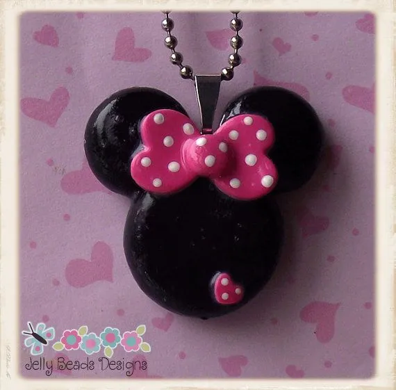 POLYMER CLAY ~ Classic Minnie Mouse Polymer Clay Pendant Necklace ... POLYMER CLAY ~ Classic Minnie Mouse Polymer Clay Pendant Necklace ...