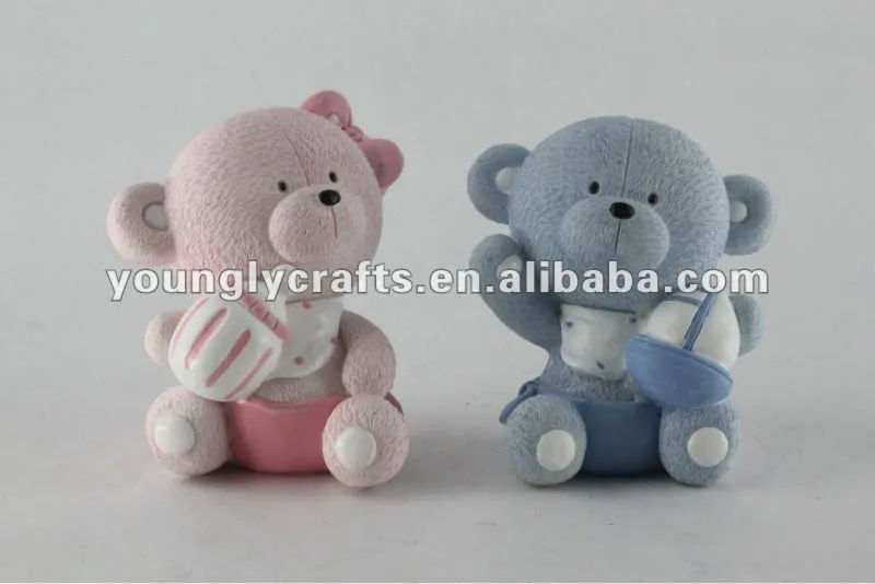 Polyresin hermosa rosa y azul oso de san valentín artesanía para ... Polyresin hermosa rosa y azul oso de san valentín artesanía para ...