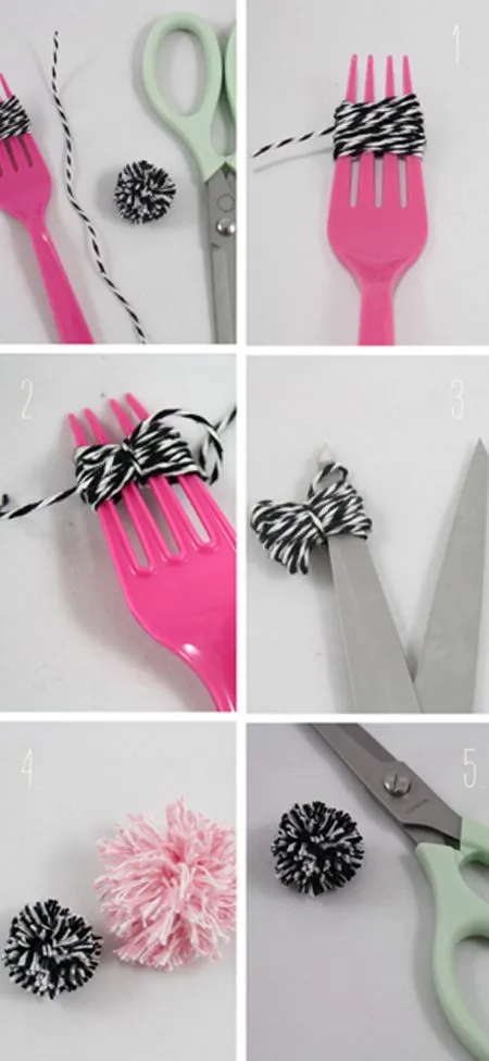 Cómo hacer pompones con un tenedor | Minibu Cómo hacer pompones con un tenedor | Minibu