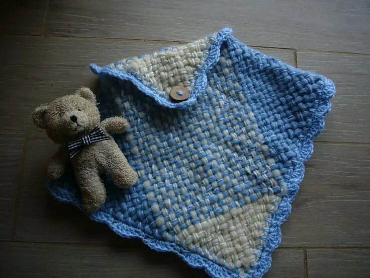 poncho de bebe tejido en telar artesanal y crochet | poncho de ...