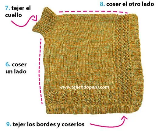 Poncho de 2 cuadrados para niñas - Tejiendo Perú Poncho de 2 cuadrados para niñas - Tejiendo Perú
