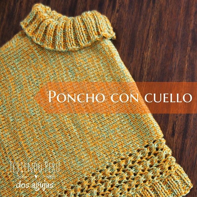 Poncho hecho con 2 cuadrados tejidos en dos agujas o palitos para ...