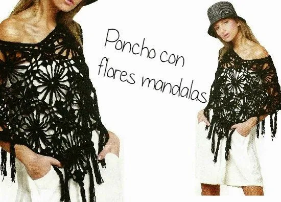Poncho con dibujos de flores patron - Patrones Crochet
