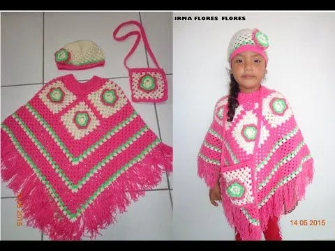 PONCHO FRESITA PARA NIÑA A CROCHET PASO A PASO - YouTube