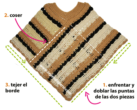 Poncho de dos rectángulos - Tejiendo Perú... | ponchos | Pinterest ... Poncho de dos rectángulos - Tejiendo Perú... | ponchos | Pinterest ...