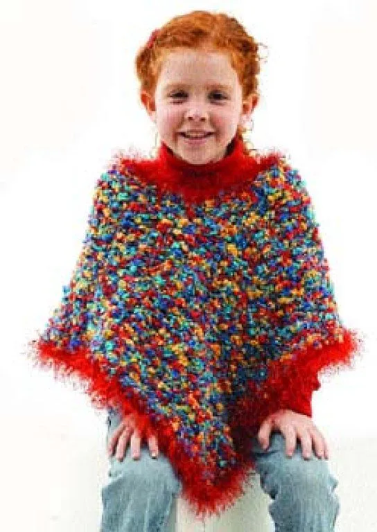 Patron poncho tejido para niña con 2 rectangulos - Imagui