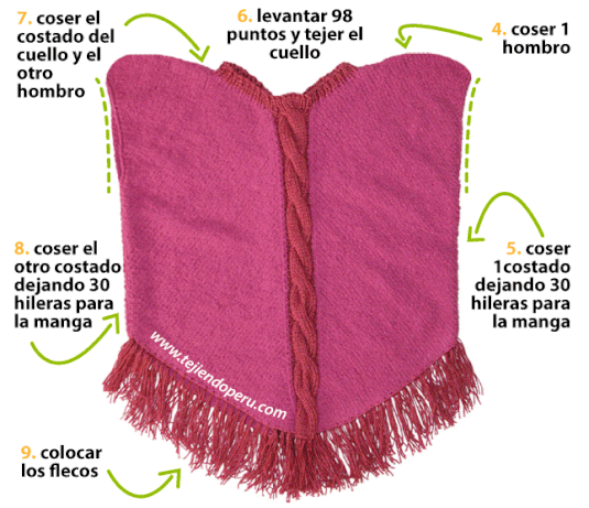 Poncho con trenza - Tejiendo Perú