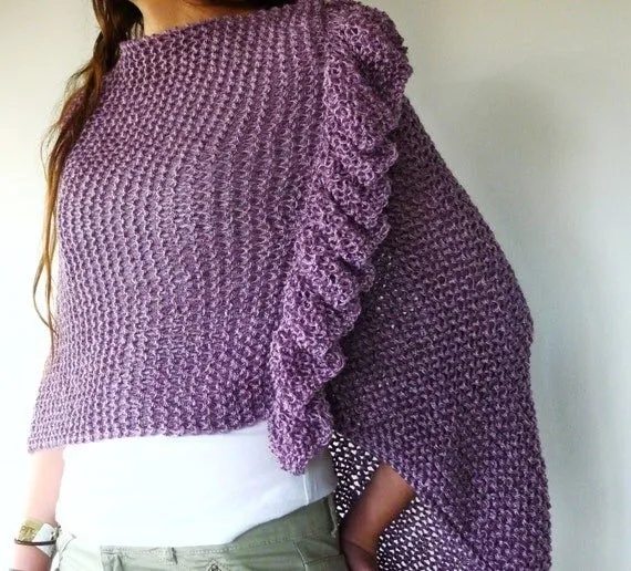 Poncho de verano lila. Ponchos tejidos a mano. Ropa de por KEENbyAM Poncho de verano lila. Ponchos tejidos a mano. Ropa de por KEENbyAM