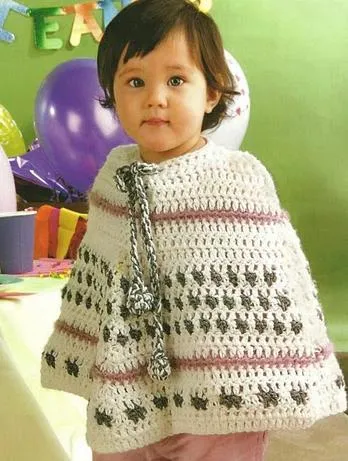 Ponchos para niñas a dos agujas - Imagui