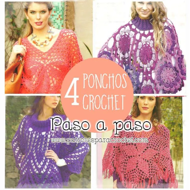 4 Ponchos Crochet / patrones y paso a paso en PDF ~ Patrones para ... 4 Ponchos Crochet / patrones y paso a paso en PDF ~ Patrones para ...