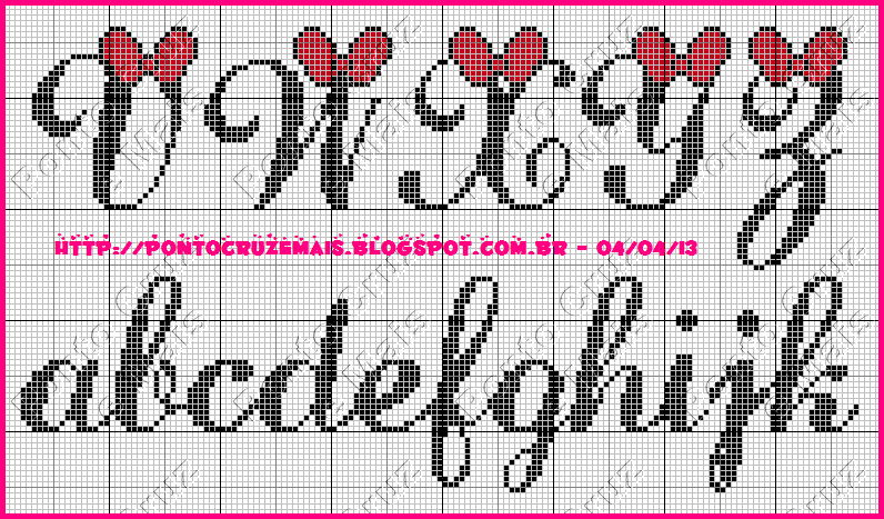 Ponto Cruz e Mais: Monogramas Lacinhos da Minie - Feitos Por Nós Ponto Cruz e Mais: Monogramas Lacinhos da Minie - Feitos Por Nós