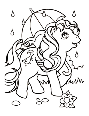 Pony With Umbrella coloring page / picture | Super Coloring