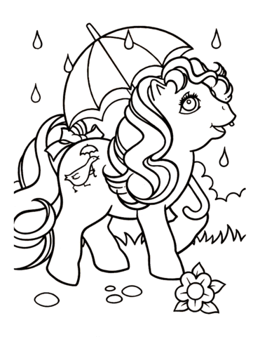 Pony With Umbrella coloring page | Super Coloring Pony With Umbrella coloring page | Super Coloring