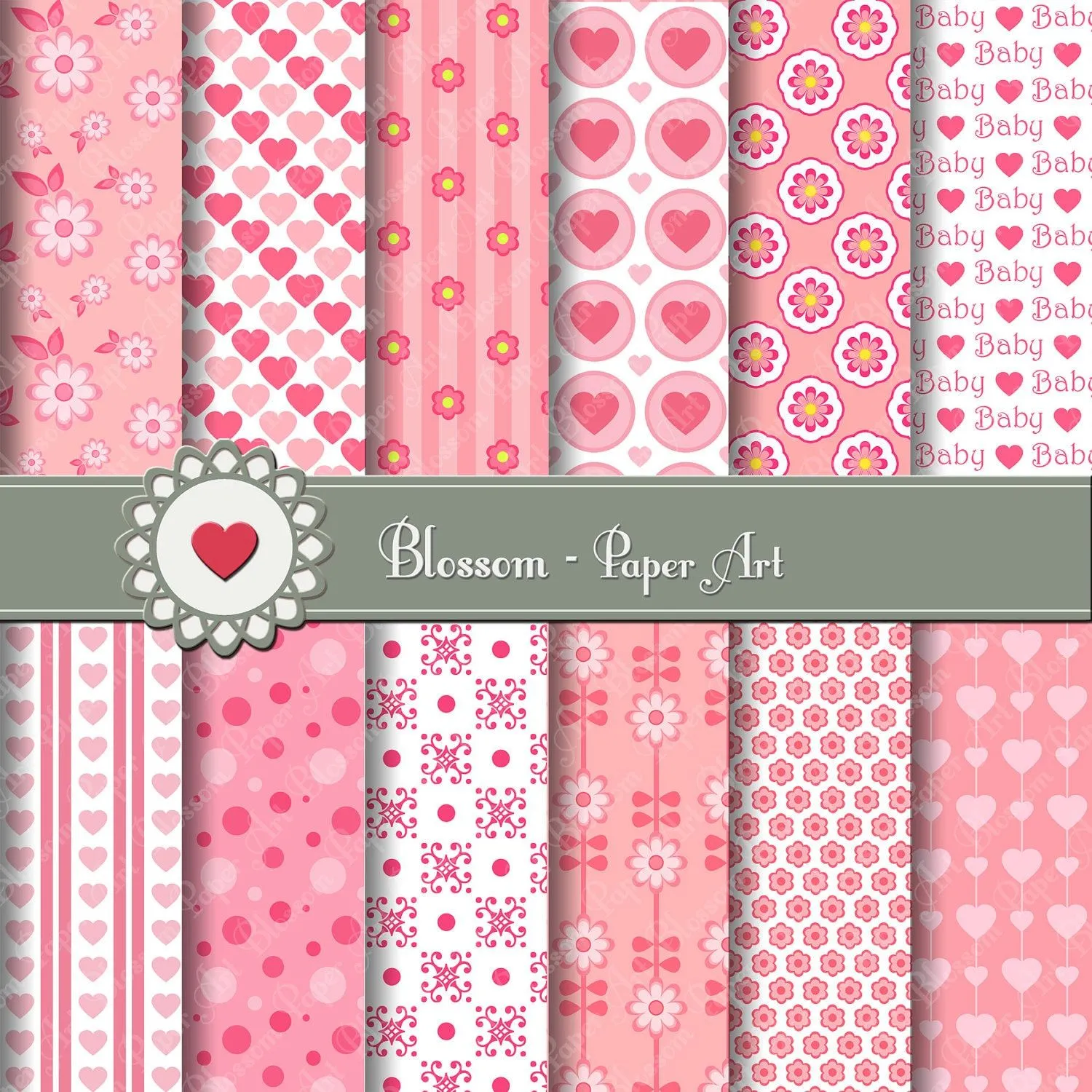 Papeles Decorativos Corazones Flores Rosas por blossompaperart Papeles Decorativos Corazones Flores Rosas por blossompaperart