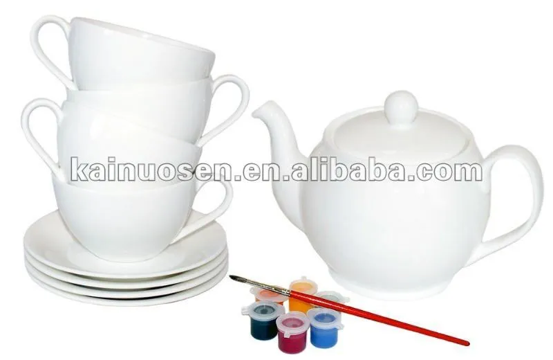 De porcelana blanca vajilla de extremo a extremo de pintura-Juegos ...