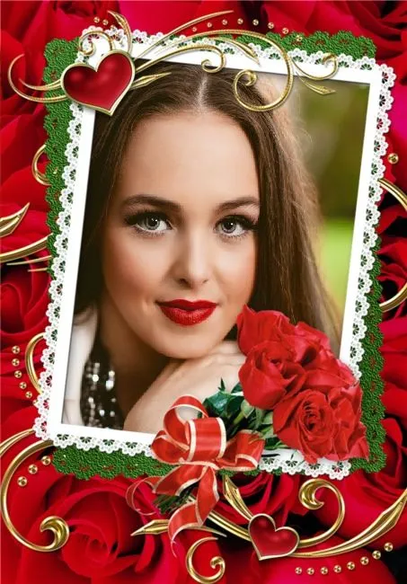 Fotomontaje de portaretrato con corazones y flores | Hacer ... Fotomontaje de portaretrato con corazones y flores | Hacer ...