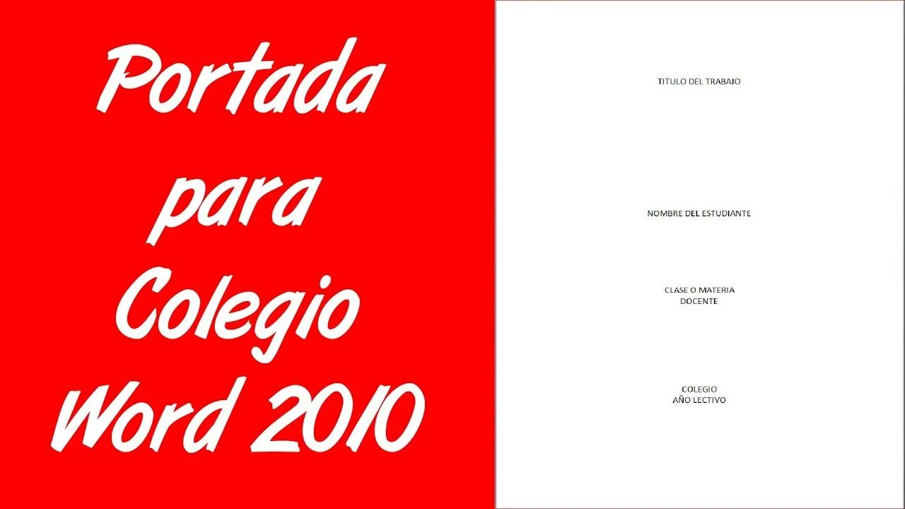 Como hacer una portada para un trabajo escrito de colegio en word 2010 -  YouTube