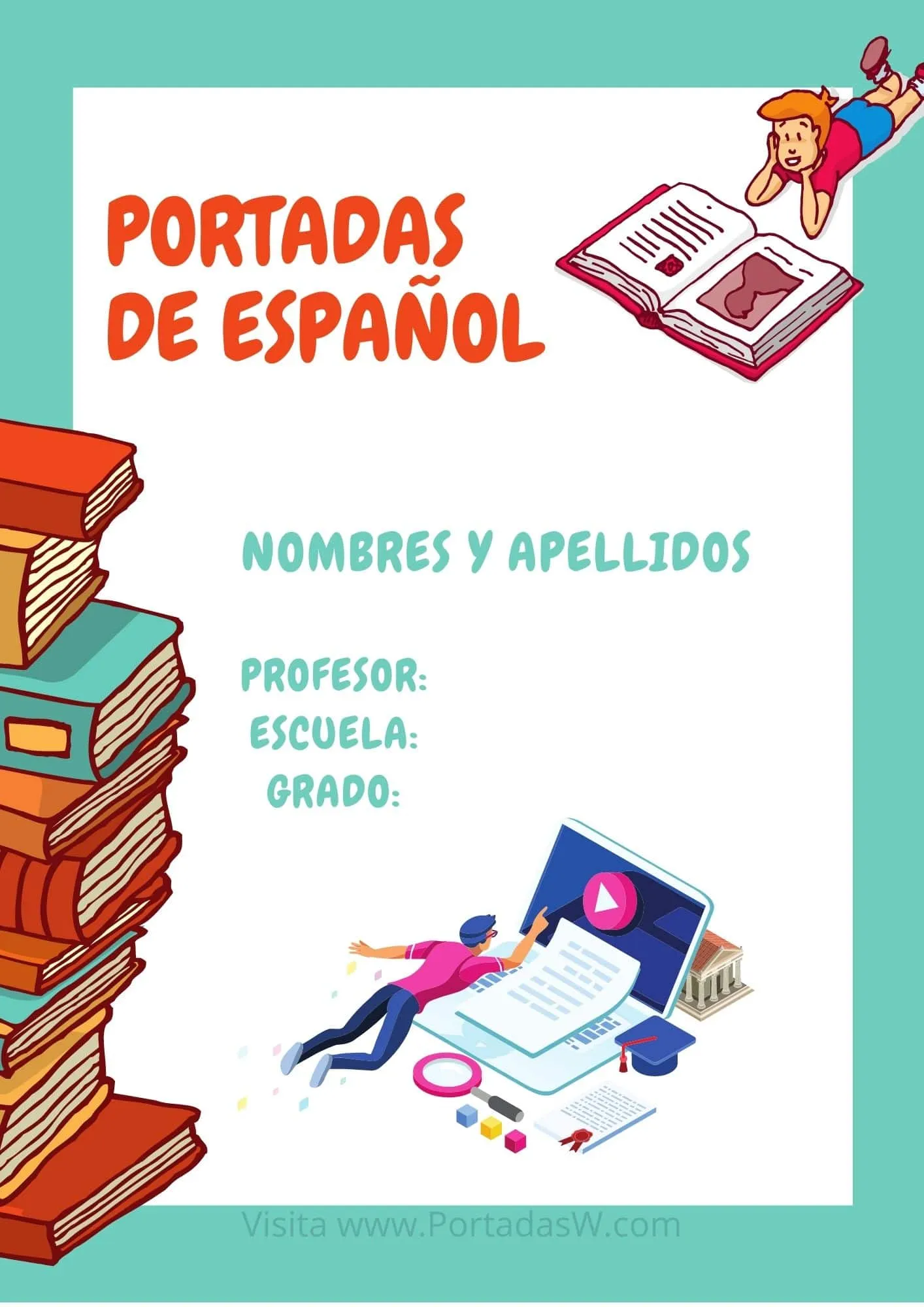 ᐅ Portada de Español para Niños en Word