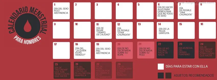 Portada para facebook de Calendario menstrual para hombres