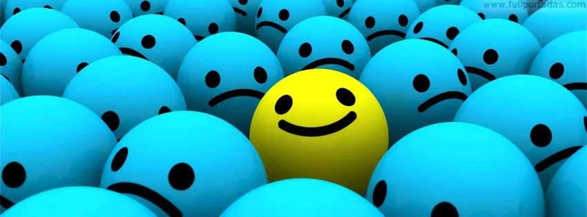Portada para facebook de Cara feliz entre caras tristes Portada para facebook de Cara feliz entre caras tristes