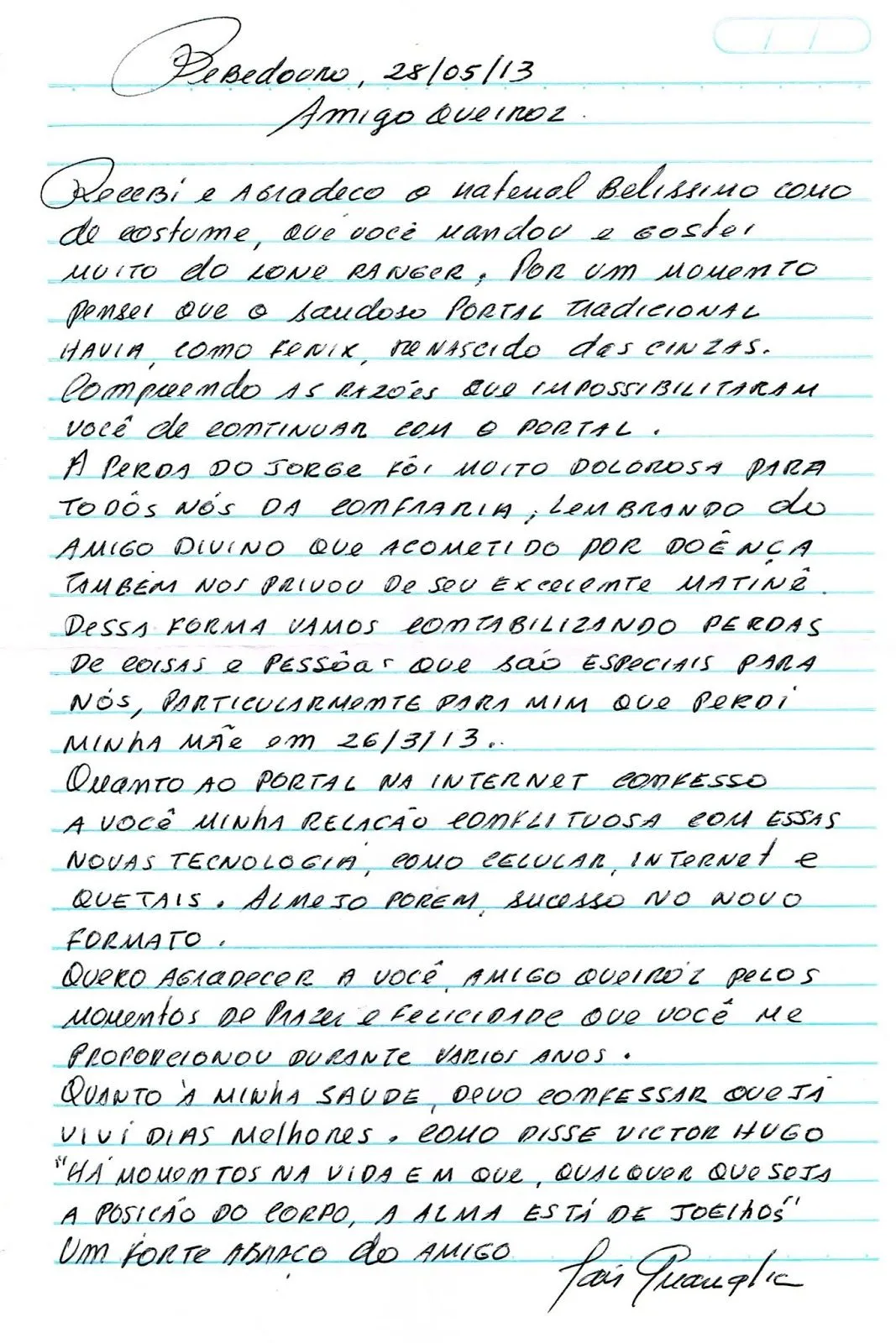 PORTAL DO GIBI NOSTALGIA: CARTAS ENVIADAS POR AMIGOS