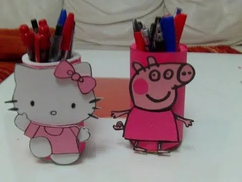 Portalapiceros Peppa Pig con el tubo de papel higi - YouTube Portalapiceros Peppa Pig con el tubo de papel higi - YouTube