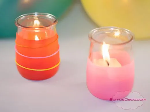 Portavelas con globos y tarros de yogurt | Aprender manualidades ... Portavelas con globos y tarros de yogurt | Aprender manualidades ...