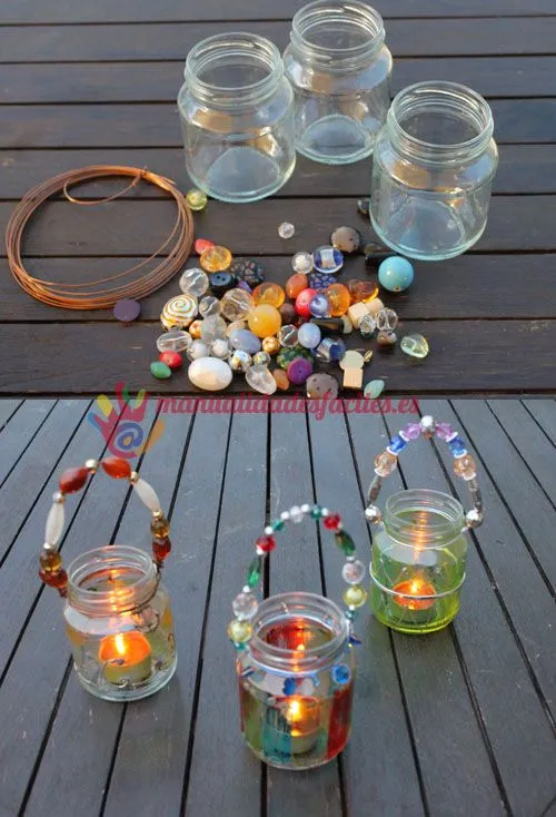 Portavelas con vidrio reciclado | Manualidades faciles Portavelas con vidrio reciclado | Manualidades faciles