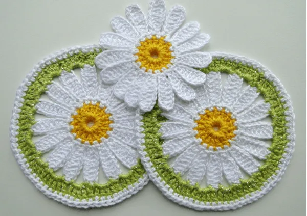 Posavasos Margaritas de Crochet - Patrones Crochet Posavasos Margaritas de Crochet - Patrones Crochet