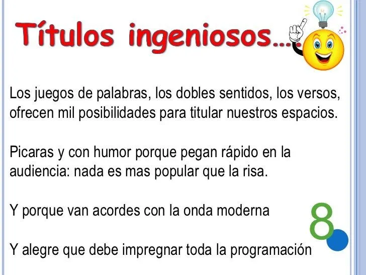 Posibilidades Creativas &quot;El título o nombre del programa&quot;