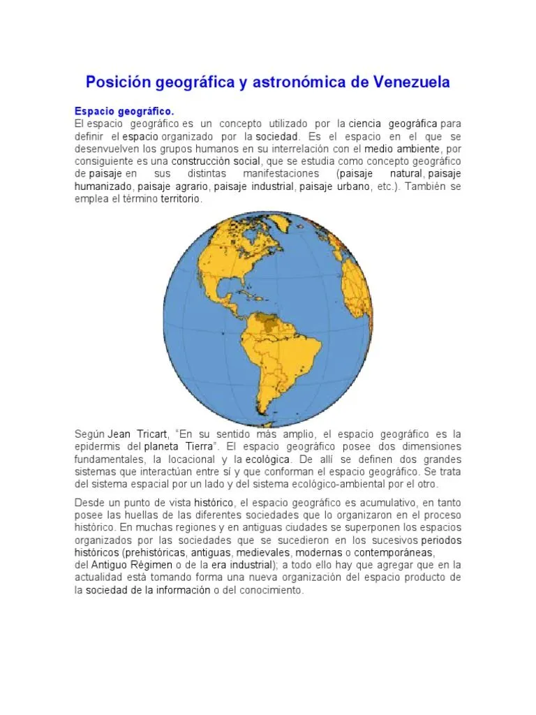 Posición Geográfica y Astronómica de Venezuela | PDF | Geografía | Paisaje Posición Geográfica y Astronómica de Venezuela | PDF | Geografía | Paisaje