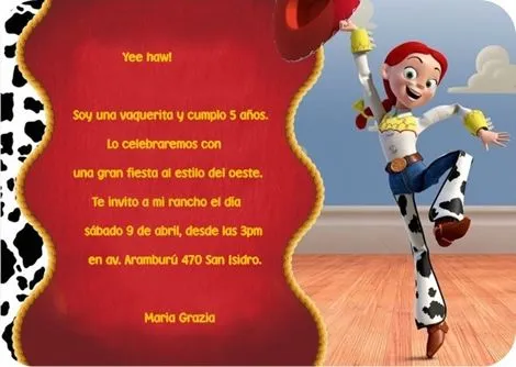 Invitaciónes de cumpleaños la vaquerita jessie para imprimir - Imagui