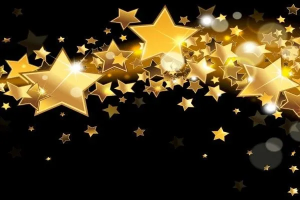 Postal: Brillantes estrellas doradas de diversos tamaños (39665)