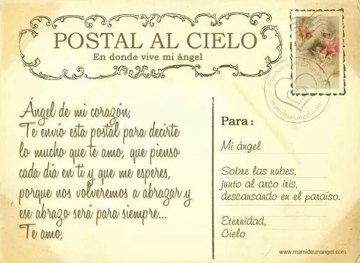 Postal Al Cielo | Para mis angeles en el cielo | Pinterest Postal Al Cielo | Para mis angeles en el cielo | Pinterest