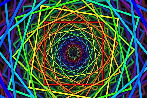 Postal: Cuadrados de colores formando una espiral (14262) Postal: Cuadrados de colores formando una espiral (14262)