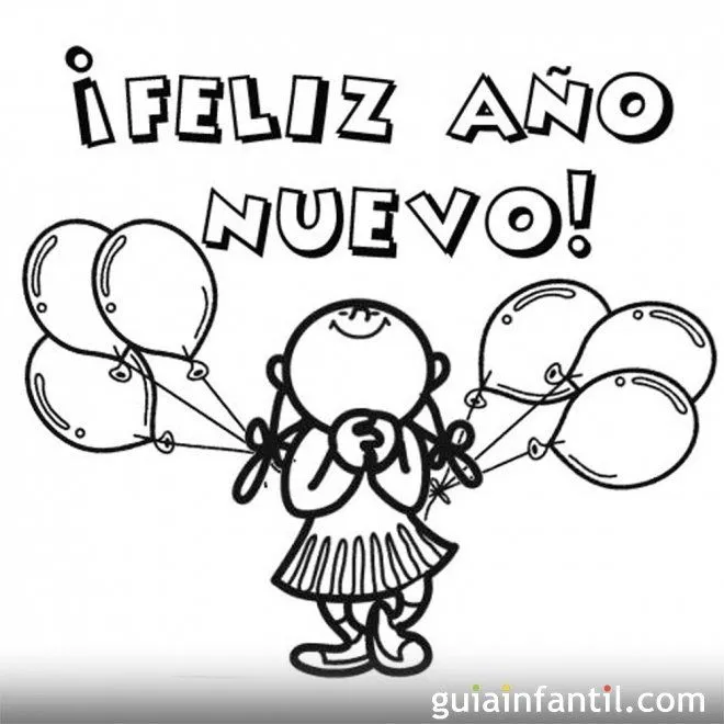Postal para felicitar el año nuevo para colorear - Felicitaciones ... Postal para felicitar el año nuevo para colorear - Felicitaciones ...