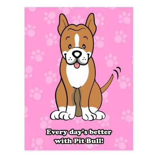 Postal linda de Pitbull del perro del dibujo anima | Zazzle Postal linda de Pitbull del perro del dibujo anima | Zazzle