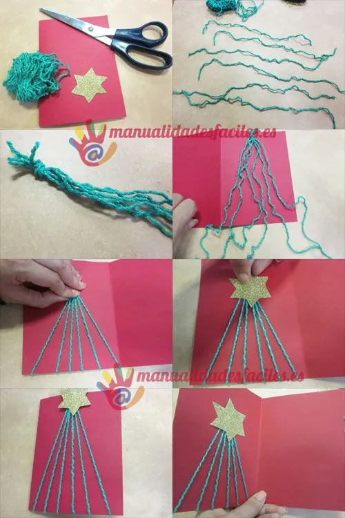 Postal navideña hecha con lana | Manualidades faciles Postal navideña hecha con lana | Manualidades faciles