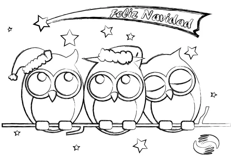 Postales de Navidad para colorear: Búhos navideños | Tarjetas ... Postales de Navidad para colorear: Búhos navideños | Tarjetas ...